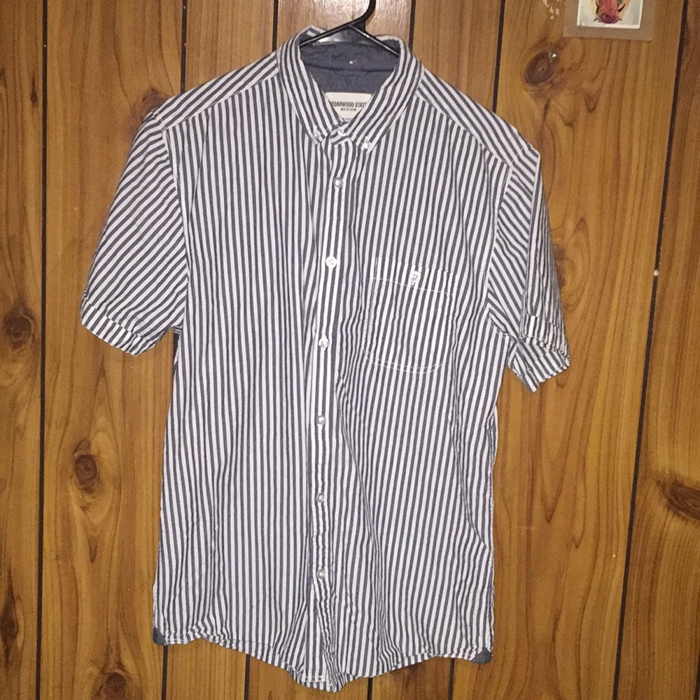 striped button down shirt
